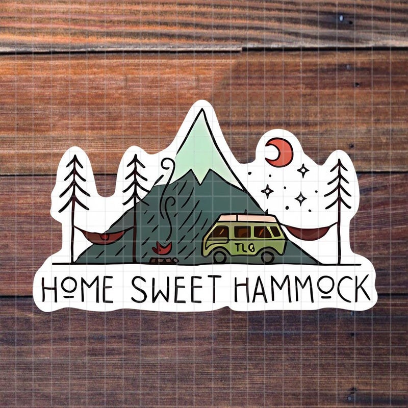 3 Inch Home Sweet Hammock Vinyl Sticker Camping Humor For Laptops Water Bottles Matte Finish Self Adhesive - Image 1