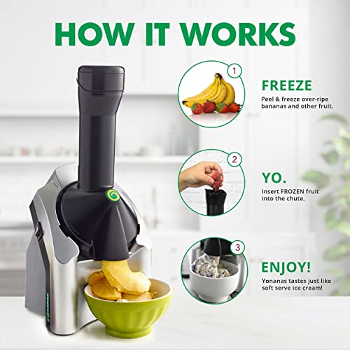 Yonanas Classic Frozen Fruit Soft Serve Maker for Healthy Vegan and Dairy-Free Treats, 200W Silver Machine with 36 Recipes, BPA Free, Easy to Clean, Quick and Simple to Use - Image 5