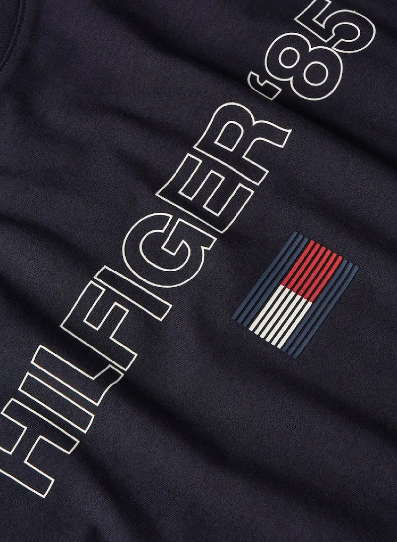 TOMMY HILFIGER Men's Hilfiger 1985 Collection Featuring a Crew Neck T-Shirt - Cotton, Blue
