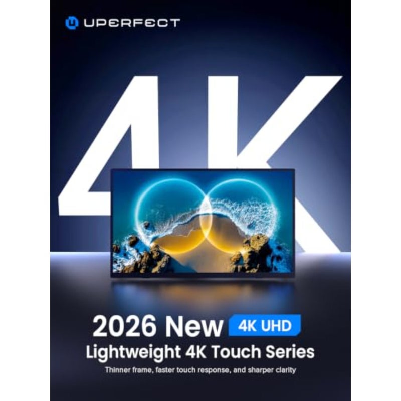 شاشة لمس محمولة بدقة 4K للسفر والألعاب، هيكل من سبائك الألومنيوم، لمسة نهائية سوداء، شاشة UHD فائقة النحافة 450 nit مع دقة ألوان 125 sRGB - Image 2