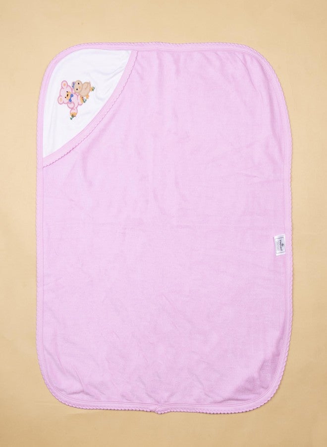 Tinycare Cotton Bath Hooded Towel for New Born, Extra Soft Double Side Terry Fabric Printed Towel for Kids/Toddler/Infants 72 x 72cm, Quick Absorbent, Reusable Towels (Pink- 1P) 0-12 Months - Image 4