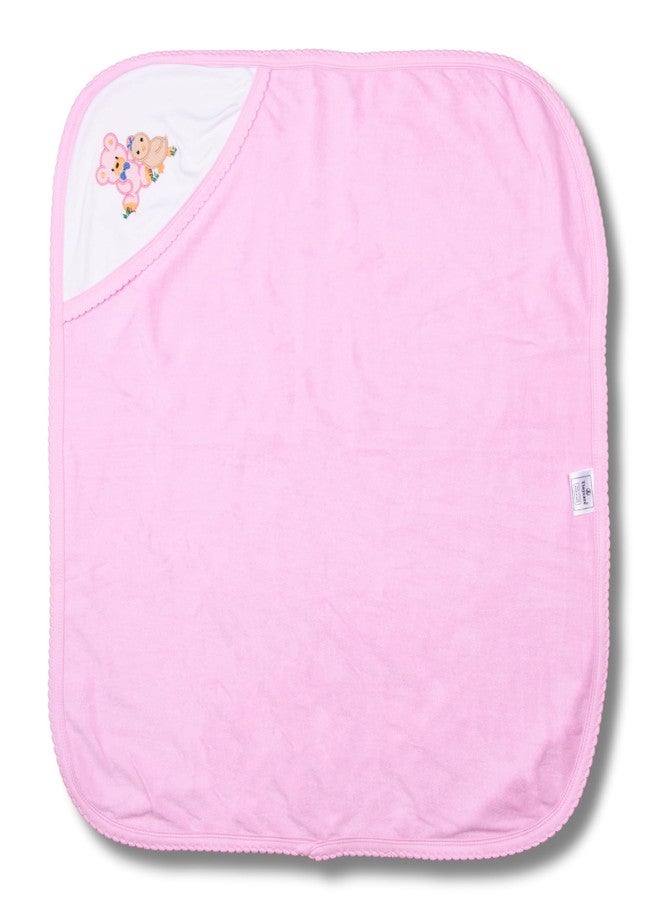 Tinycare Cotton Bath Hooded Towel for New Born, Extra Soft Double Side Terry Fabric Printed Towel for Kids/Toddler/Infants 72 x 72cm, Quick Absorbent, Reusable Towels (Pink- 1P) 0-12 Months - Image 1