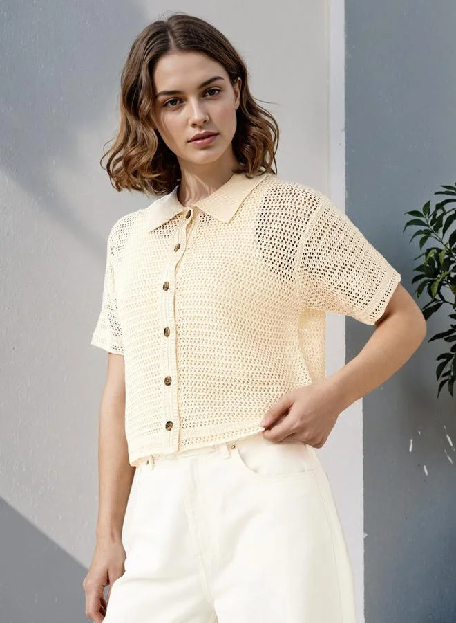 Lee Cooper Textured Button Through Acrylic Cardigan