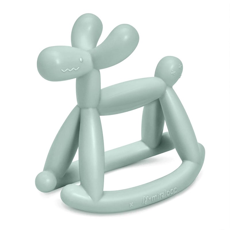 MIRALOOP Teething Toy for Baby 06 12 18 Months Infant Jellydog Never Drop Food Grade Silicone Rocking Teether Prevent Choking  Odorless Less Dust and Hair Adhesion Baby Gift Mint Green - Image 1