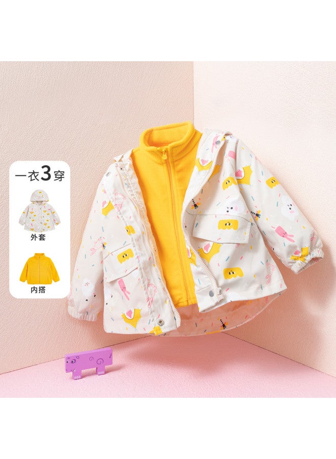 Bornbay girls' Spring/autumn 3-in-1 Jacket - Windproof, Warm, Outdoor Casual Hooded Two-piece Set - Image 5