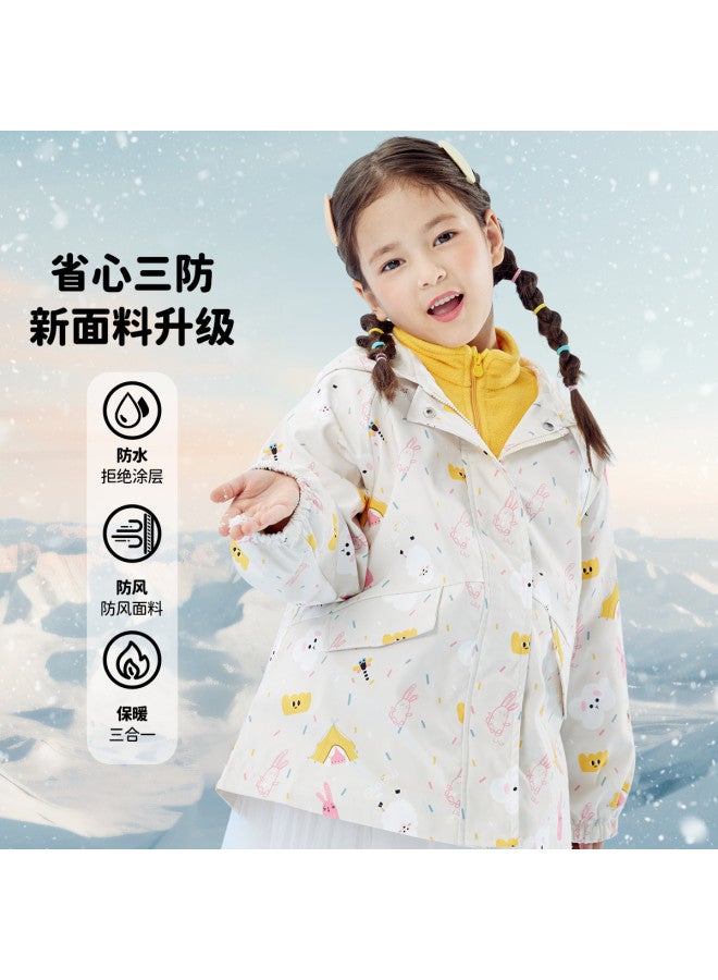 Bornbay girls' Spring/autumn 3-in-1 Jacket - Windproof, Warm, Outdoor Casual Hooded Two-piece Set - Image 2