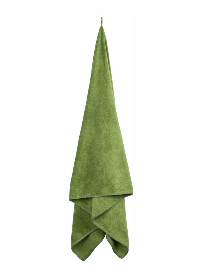 Fezora Super Soft Microfiber Green Solid 400GSM Adult Regular Bath Towel - 28x55 In - Image 5