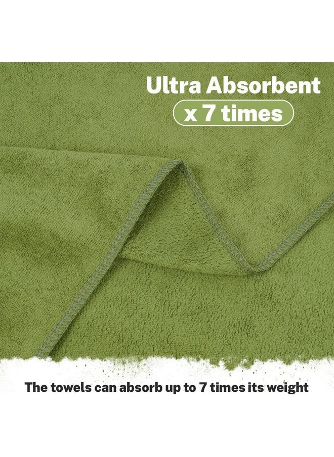 Fezora Super Soft Microfiber Green Solid 400GSM Adult Regular Bath Towel - 28x55 In - Image 2