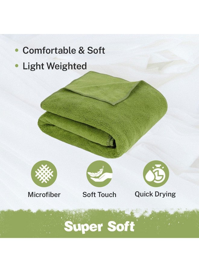 Fezora Super Soft Microfiber Green Solid 400GSM Adult Regular Bath Towel - 28x55 In - Image 4