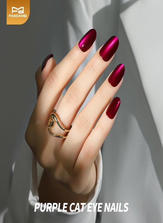 FANDAMEI Press on Nails, 24 Colors 576PCS Press on Nails Oval, Cat Eye Press on Nails Short, Glitter Fake Nails, Press on Nails French Tip Natural Glossy Nails for Nail Art - Image 5