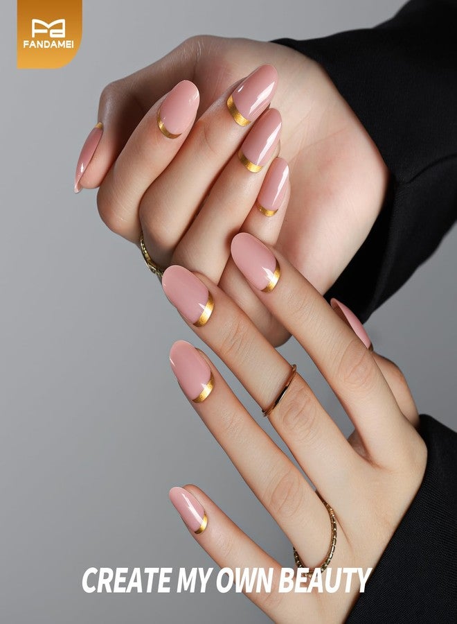 FANDAMEI Press on Nails, 24 Colors 576PCS Press on Nails Oval, Cat Eye Press on Nails Short, Glitter Fake Nails, Press on Nails French Tip Natural Glossy Nails for Nail Art - Image 3