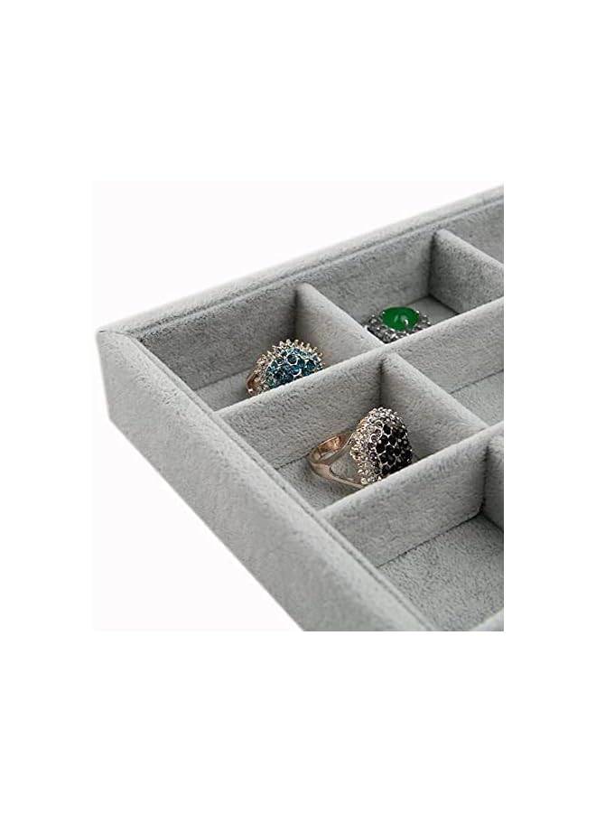 The Bros Jewelry Tray Organizer, 24 Grids Necklace Pendant Organizer Watch Storage Rings Earrings Bracelet Organizer Tray Showcase Display Velvet Stackable Jewelry Storage (24 Grid) - Image 4