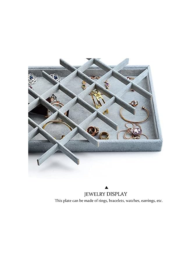 The Bros Jewelry Tray Organizer, 24 Grids Necklace Pendant Organizer Watch Storage Rings Earrings Bracelet Organizer Tray Showcase Display Velvet Stackable Jewelry Storage (24 Grid) - Image 3
