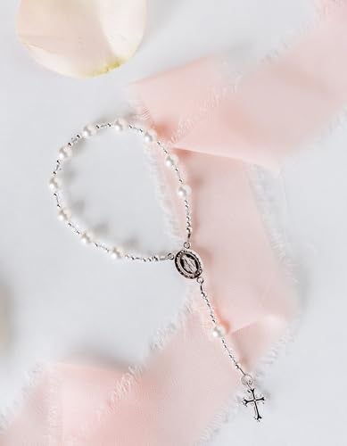 Precious Pieces 925 Sterling Silver White Baby Rosary Baptism Gift - Image 3