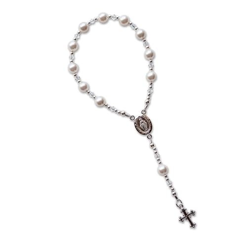 Precious Pieces 925 Sterling Silver White Baby Rosary Baptism Gift - Image 1