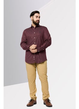 Harmont & Blaine Men Narrow Fit Long Sleeve Allover Print Casual Shirts, Dark Red  - Image 2