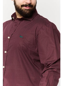 Harmont & Blaine Men Narrow Fit Long Sleeve Allover Print Casual Shirts, Dark Red  - Image 4