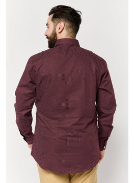 Harmont & Blaine Men Narrow Fit Long Sleeve Allover Print Casual Shirts, Dark Red  - Image 3
