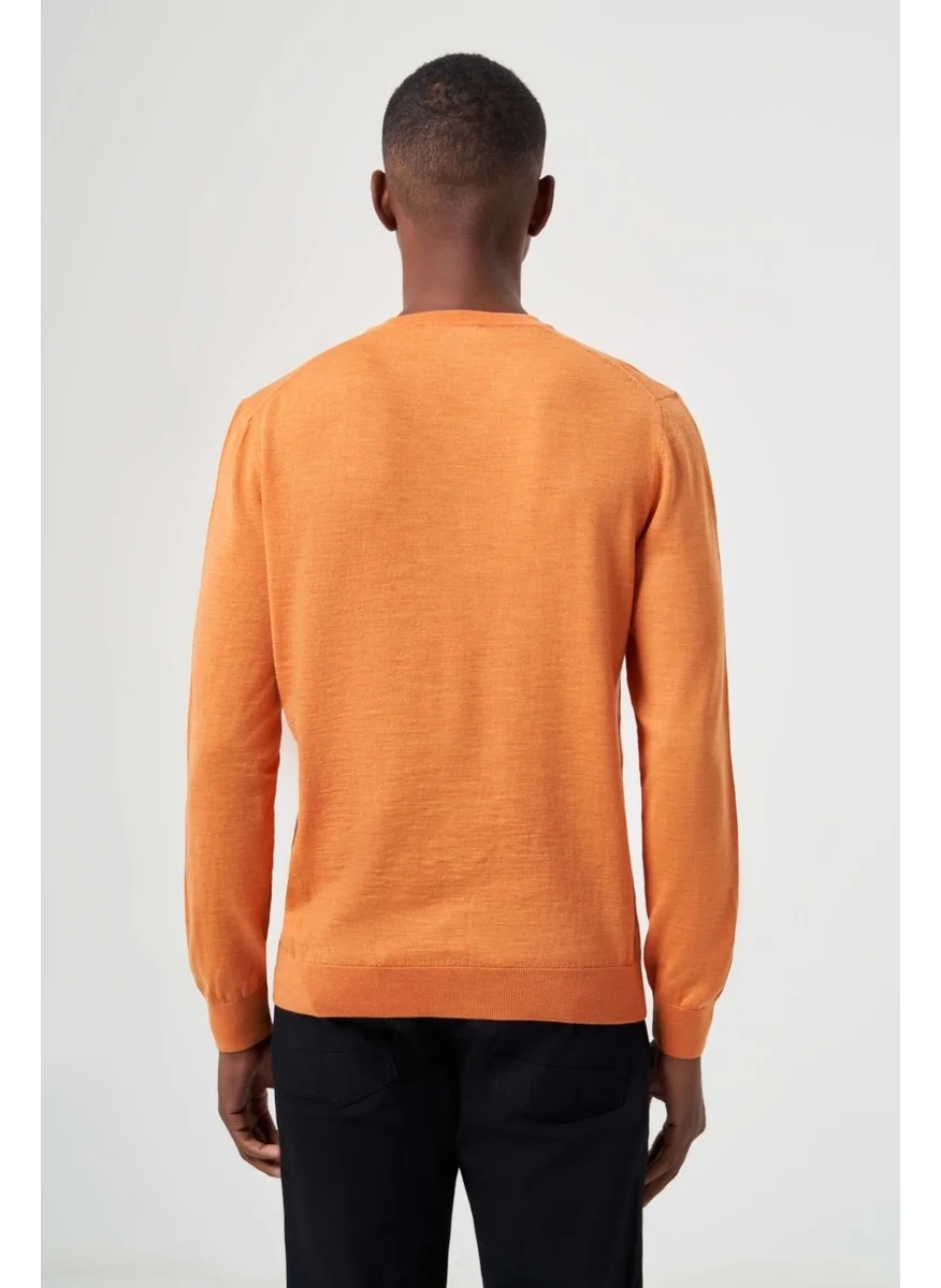 Bisse Men's Basic V-Neck Knitwear ORANGE TR23KNOS23212_D64