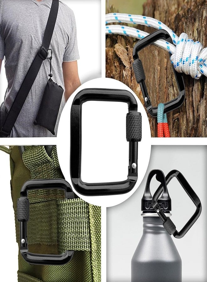 NUEAYMS 4 Pcs Square Quick Link Locking Carabiner Buckle Outdoor Keychain Snap Clip Hook Aluminum Alloy Carabiner Buckle Lightweight Aluminum Alloy Carabiner Buckle Durable - Image 2