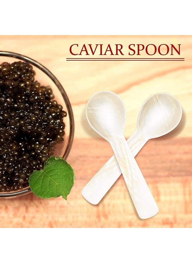 6 Pcs Caviar Spoons, Mother of Pearl Caviar Spoons with Hand Craft Round Handle for Caviar, Egg, Ice Cream, Salt, Coffee Serving, Restaurant Serving Set (9cm) - Image 5