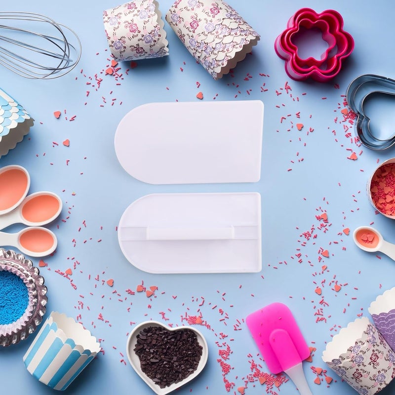 Pretwad 2PCS Fondant Smoother Tool - Plastic Cake Decorating Smoother & Polisher, White Fondant Smoother & Scraper Set, Professional Cake Decorating Tools for Smoothing Icing, Sculpting, and Sugar Craft - Image 4