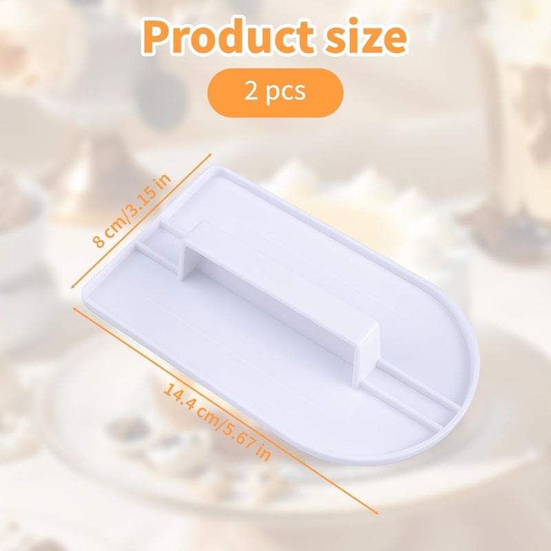 Pretwad 2PCS Fondant Smoother Tool - Plastic Cake Decorating Smoother & Polisher, White Fondant Smoother & Scraper Set, Professional Cake Decorating Tools for Smoothing Icing, Sculpting, and Sugar Craft - Image 2