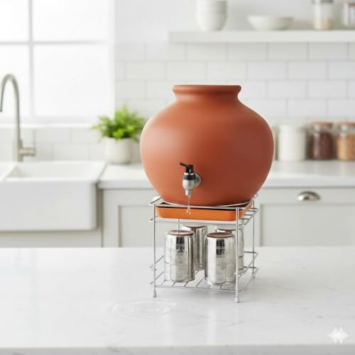 CR18 COLLECTION Stainless Steel Heavy Matka Stand with Tray Holder, Pot Stand With Round Surface Stand Water Dispenser Stand, Water Jar Holder, Matka Rack, Multipurpose Rack for Kitchen/Bathroom - Image 5