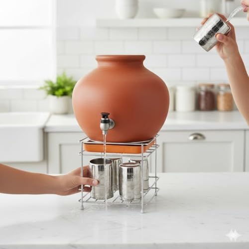 CR18 COLLECTION Stainless Steel Heavy Matka Stand with Tray Holder, Pot Stand With Round Surface Stand Water Dispenser Stand, Water Jar Holder, Matka Rack, Multipurpose Rack for Kitchen/Bathroom - Image 3