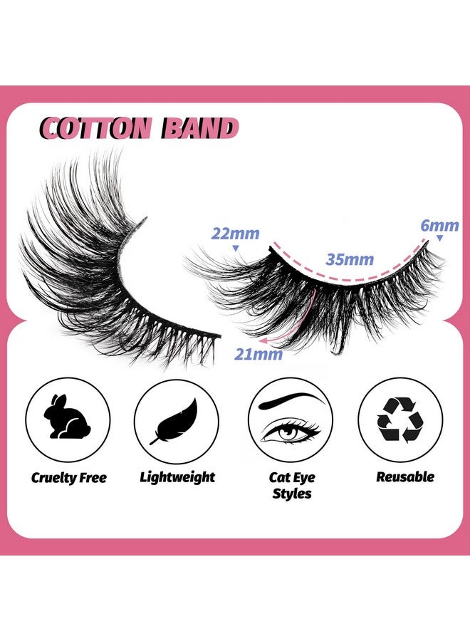 Veleasha Lashes Kit With Glue & Tweezer Cat Eye Lashes That Look Like Extensions Fluffy Faux Mink Lashes Wispy Fox Eye Lashes Natural Look 7 Pairs Fake Eyelashes Pack (Cat Eye) - Image 2