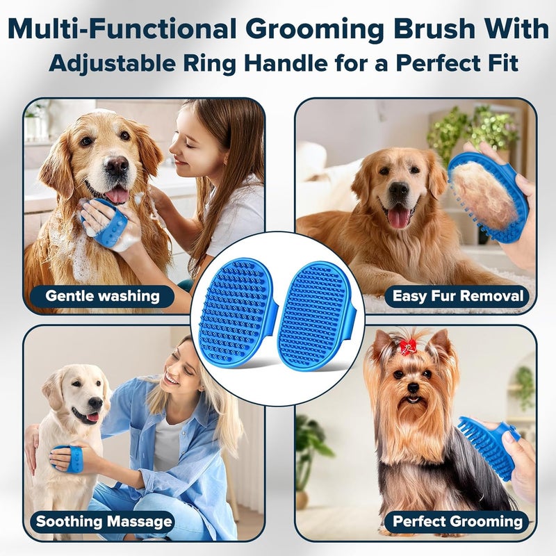 Augwind 6PCS Pet Grooming Kit - Dog Washing Gloves, Bath Brush, and Toothbrush Set (Navy Blue) - Image 5