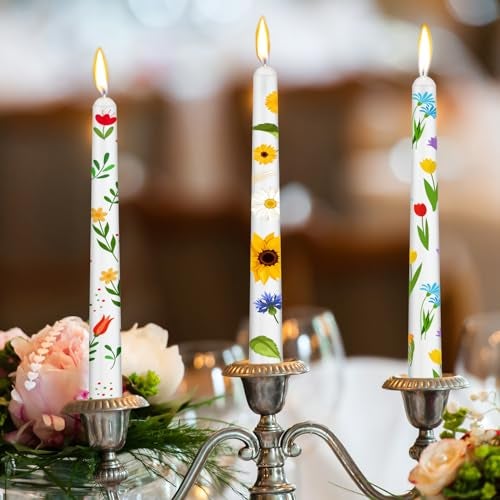 MTLEE 54 Pcs DIY Candle Painting Kit Include White Candles Colorful Acrylic Paint Strips and Paintbrushes for Crafts Making Wedding Birthday Party Centerpiece (Taper) - Image 2