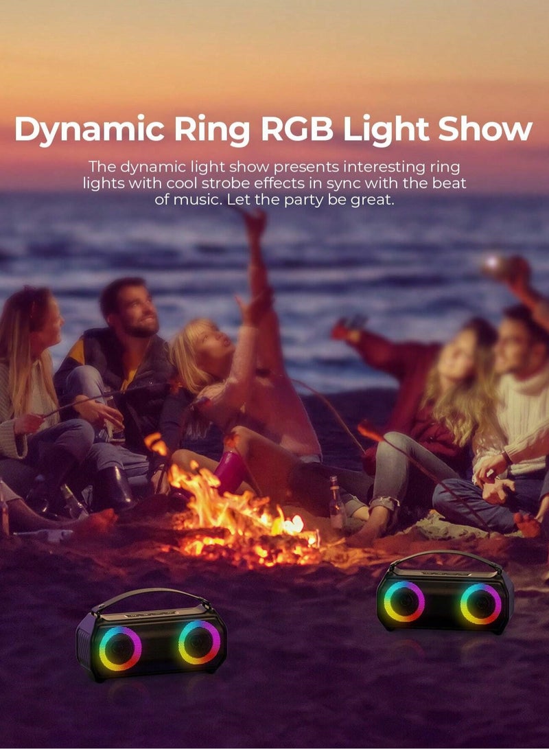 havit Powerful Portable Wireless Bluetooth Speaker with Surround Stereo Sound, RGB Light, and Super Bass – IPX5 Waterproof Sound Box for Outdoor Use Supports Multiple Inputs Including TWS, TF Card, USB, AUX, Hands-Free Calling, and Voice Assistant for Ultimate Versatility - Image 3