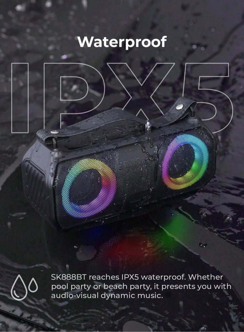 havit Powerful Portable Wireless Bluetooth Speaker with Surround Stereo Sound, RGB Light, and Super Bass – IPX5 Waterproof Sound Box for Outdoor Use Supports Multiple Inputs Including TWS, TF Card, USB, AUX, Hands-Free Calling, and Voice Assistant for Ultimate Versatility - Image 5