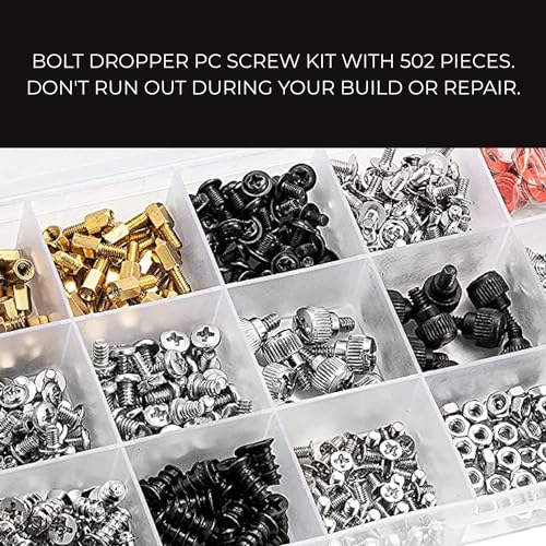 Bolt Dropper 502pcs Computer Screw Assortment Kit - Standoffs Screws for HDD Hard Drive, Fan, Chassis, ATX Case, Motherboard, Case Fan, Graphics, SSD, Spacer - DIY PC Installation and Repair Set - Image 2