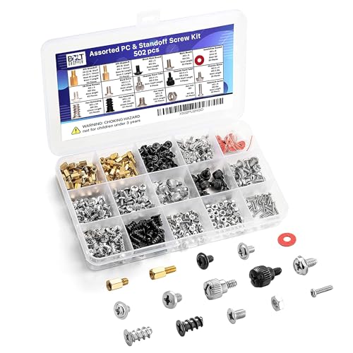 Bolt Dropper 502pcs Computer Screw Assortment Kit - Standoffs Screws for HDD Hard Drive, Fan, Chassis, ATX Case, Motherboard, Case Fan, Graphics, SSD, Spacer - DIY PC Installation and Repair Set - Image 1