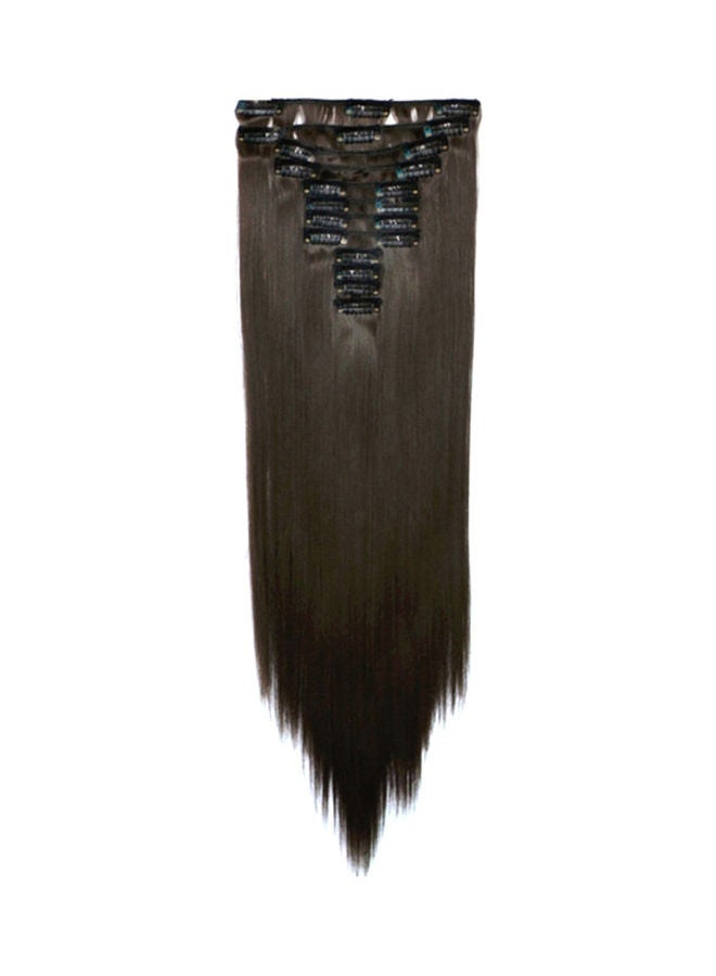 مجموعة وصلات شعر مزودة بمشبك مكونة من 12 قطعة بني