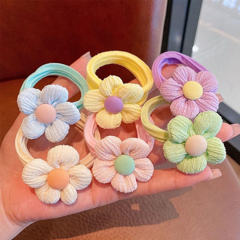24 Pcs Toddler Hair Ties, Cute Flower Hair Ties for Baby Girls, Toddler Hair Accessories, Elastic Ponytail Holders with Candy Bow Design, Seamless Scrunchies for Thick Hair - Image 3