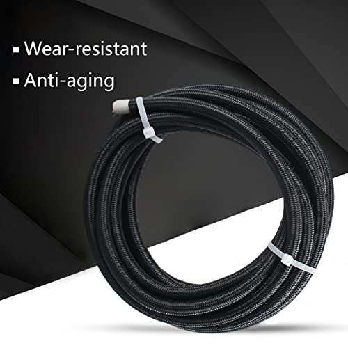 YIUIY 3/8 Fuel Line Hose 6AN 10FT PTFE Teflon E85 Ethanol Fuel Injection line Braided Stainless Steel EFI LS for All Oil Gas Fuel fuel Lube Alcohol Ethanol Coolant Black - Image 5