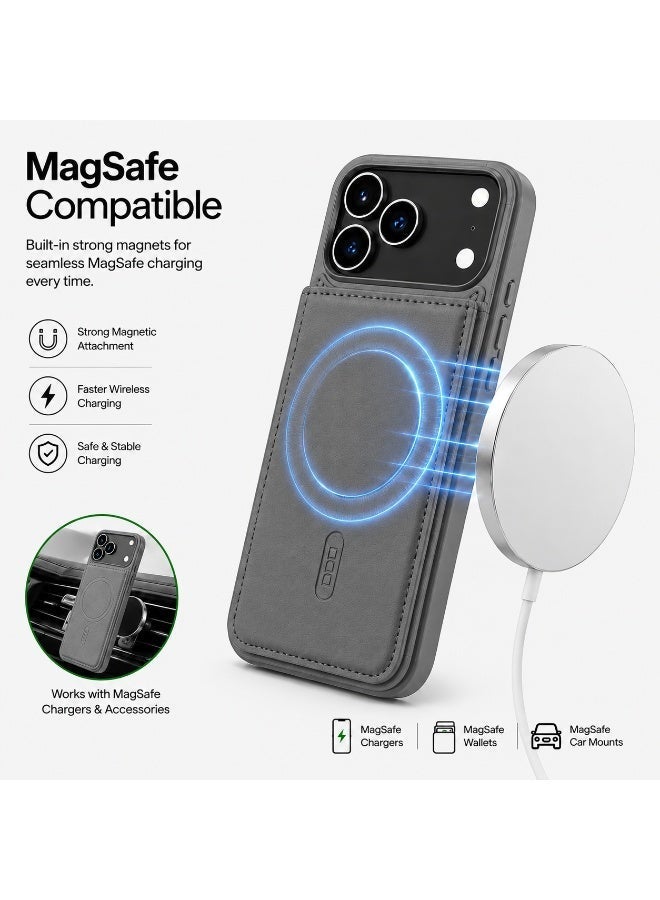NOVA TECH iPhone 17 Pro Max MagSafe Wallet Case, Premium Leather Flip Cover with Card Holder, RFID Protection & Wireless Charging - Image 3