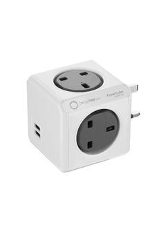 Allocacoc PowerCube Original 4 Sockets 2 USB Ports Grey  - Image 1