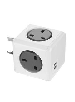 Allocacoc PowerCube Original 4 Sockets 2 USB Ports Grey  - Image 3