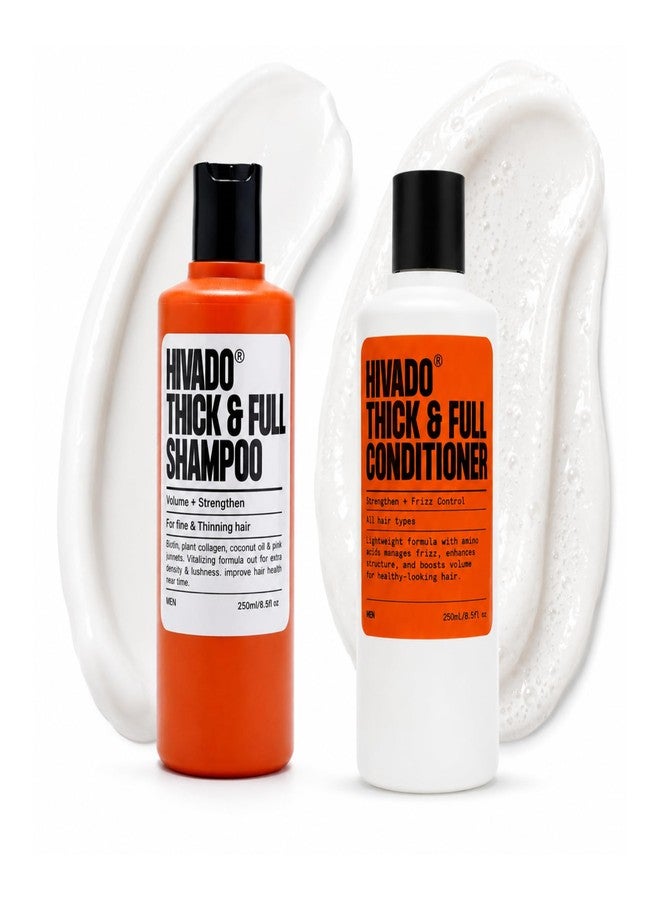 HIVADO Thick & Full Hair Care Combo for Men | Shampoo 250ml + Conditioner 250ml | For Thinning & Limp Hair | Boosts Volume, Density & Strength | Sulfate & Paraben Free - Image 1