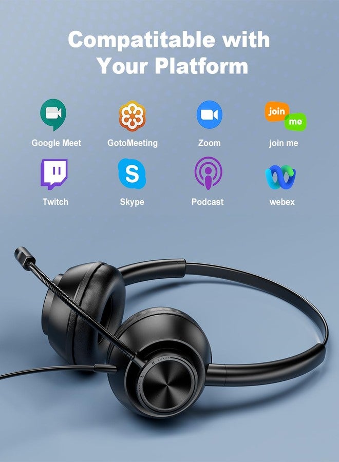 New Bee USB Headset with Microphone for PC, Computer Headset with Mic, Wired Headset with USB-A & Type-C, Mute, In-Line Controls Call Center Headphone for Work PC Laptop Office Phone Meeting Zoom Skype - Image 5