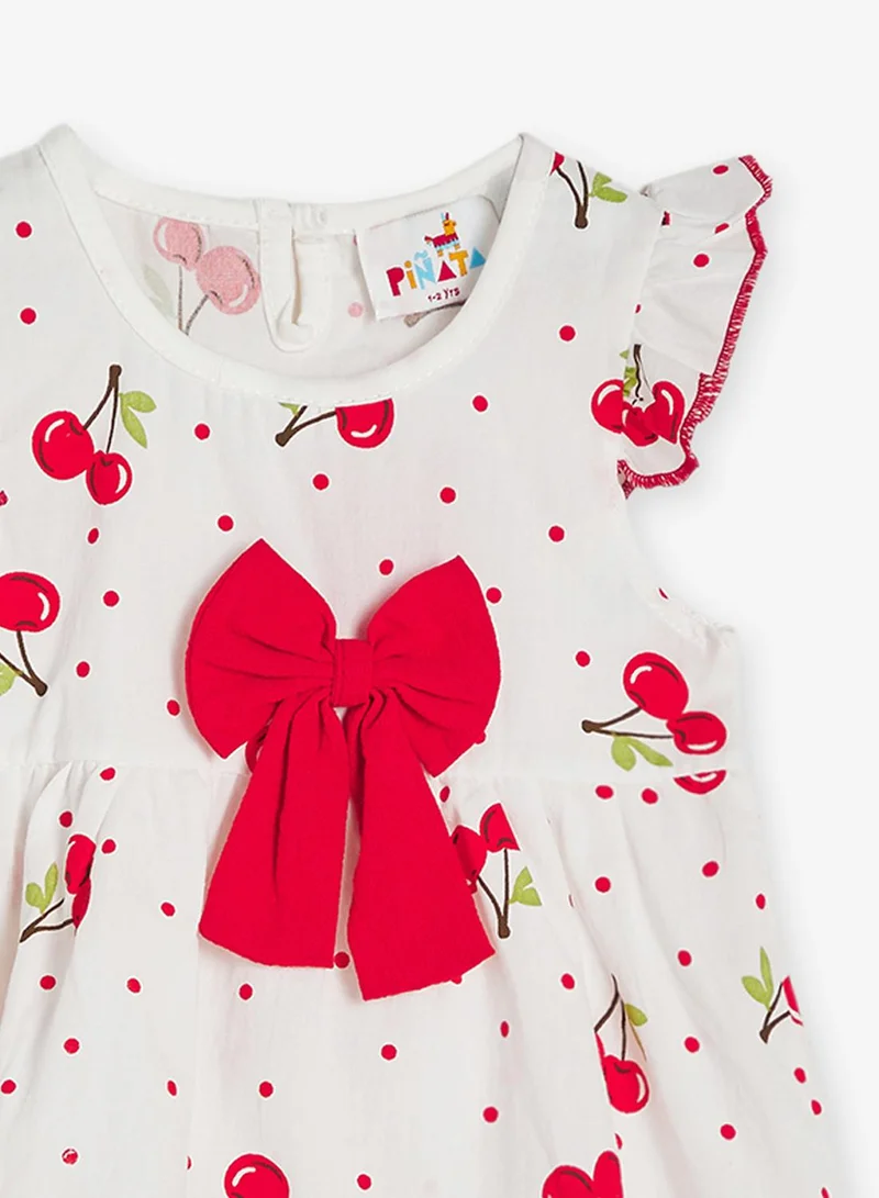 Pinata  Cherry Print Red-Bow Dress for Women | Best Price UAE
