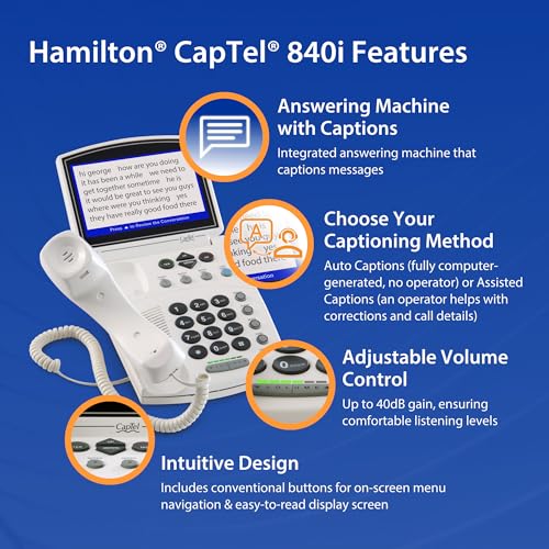 Hamilton CapTel 840i Captioned Telephone, Hearing Impaired Phones, Auto/Assisted Captions & Volume Control up to 40dB, Conventional Button Menu Navigation, Wi-Fi, Answering Machine & Speakerphone - Image 5