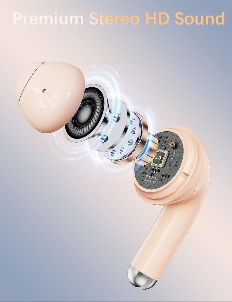 iMangoo 5.3 Bluetooth Headphone Wireless Earbuds Small Ear Bud for Samsung/Galaxy S26 Ultra S25 S24 S23 S22, Workout Sports Gym Earphones for Apple/Android for iPhone 17 17e Air 16 16e 15 Pro Max 14 13 Pink - Image 3