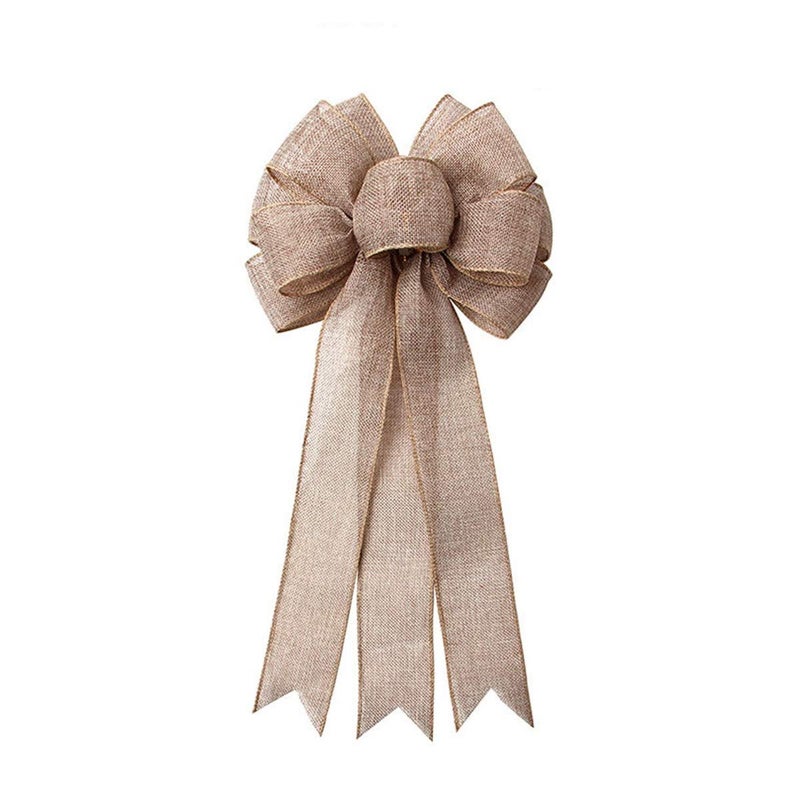 JANOU Burlap Bow Holiday Wreath Bow DIY Crafts Rustic Jute Bowknot Ornaments for Christmas Tree Topper Wedding Party Decorations 98x216 in