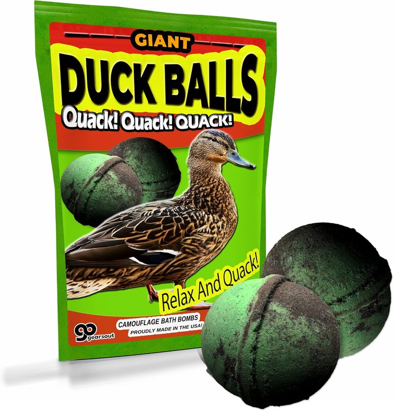 Giant Duck Balls Bath Time Adventure Kit  Funny Gift for Hunters  Duck Hunting Gifts for Men  Stocking Stuffer Hilarious Gag Gift Adult Gift Baskets Dirty Santa Bath Bomb Bath Time