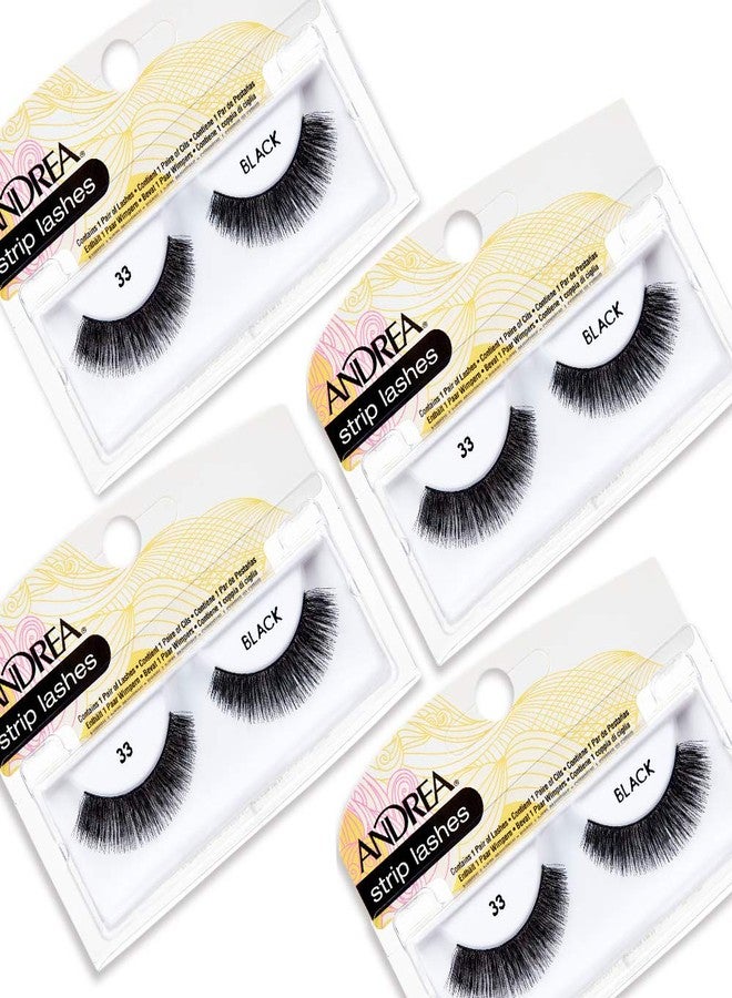 Andrea False Lashes Style 33 - Black, Lightweight, Natural Look False Eyelashes for Everyday Wear Fake Eyelash Extension, Reusable Strip Lashes, 4 Pairs - Image 1